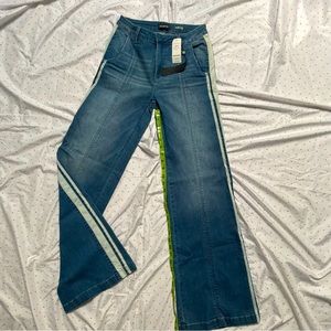 Bebe side stripe high wide leg jeans